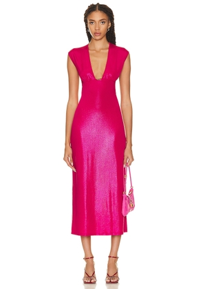 Zeynep Arcay V-neck Jersey Dress in Fuchsia - Fuchsia. Size 2 (also in ).