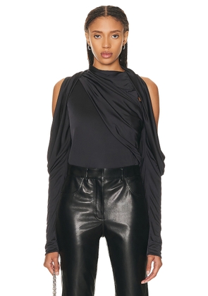 Givenchy Draped Long Sleeve Top in Dark Grey - Charcoal. Size 38 (also in ).