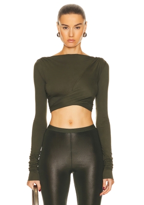 RICK OWENS LILIES Jade Long Sleeve Top in Forest - Green. Size 38 (also in ).