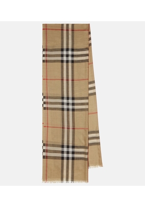 Burberry Checked wool and silk scarf
