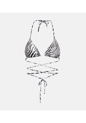 Reina Olga Miami zebra-print seersucker bikini top