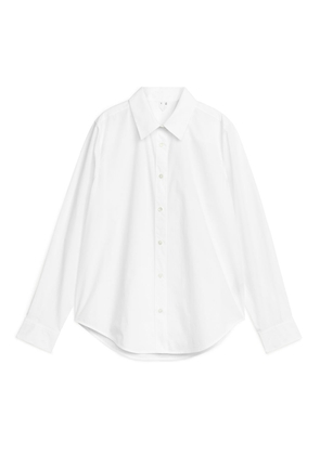 Straight Cut Poplin Shirt - White