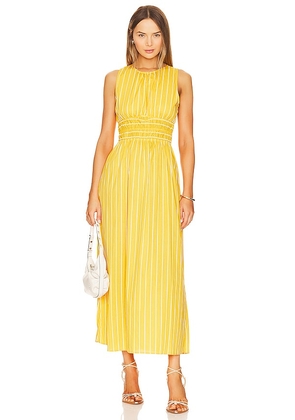 FAITHFULL THE BRAND Jean Midi Dress in Yellow. Size S.