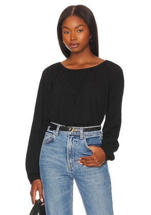 Bobi Cropped Elasticated Top in Black. Size S, XS.