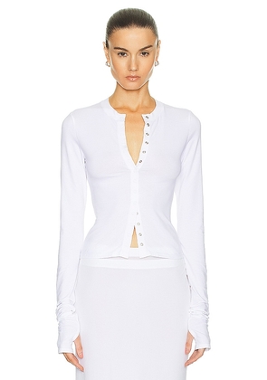 Helsa Jersey Cardi in White. Size XXS.