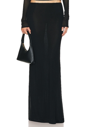 Helsa Sheer Knit Layered Maxi Skirt in Black. Size XS.