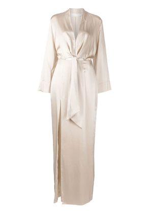 Michelle Mason tie front kimono gown - White