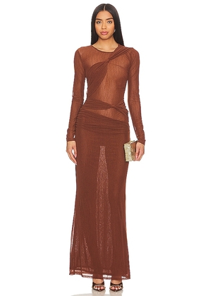 Camila Coelho Tatiana Maxi Dress in Brown. Size S, XS.