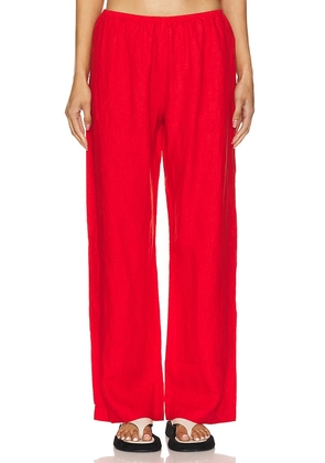 DONNI. Linen Simple Pant in Red. Size XXS.
