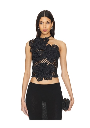 Cult Gaia Nazanin Crochet Top in Black. Size M, S, XL, XS.