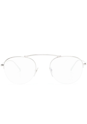 Saint Laurent Eyewear logo-engraved round-frame glasses - Silver