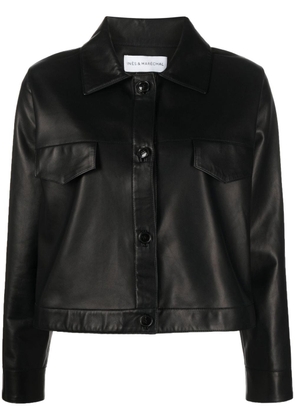 Inès & Maréchal cropped leather jacket - Black
