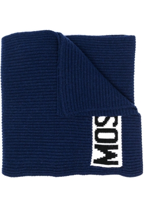 Moschino logo-intarsia ribbed scarf - Blue