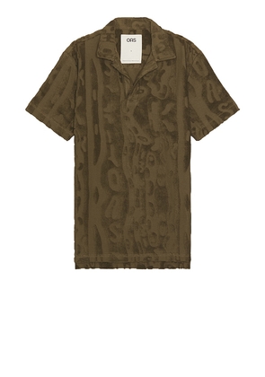 OAS Jiggle Polo Terry Shirt in Olive. Size S, XL/1X.
