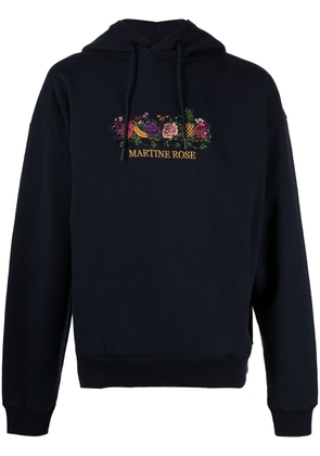 Martine Rose logo-embroidered drawstring hoodie - Blue