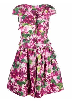 Oscar de la Renta floral-print tiered dress - Pink