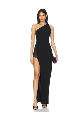 The Sei Curve Gown With Mesh Inset in Black. Size 10, 2, 4, 6, 8.