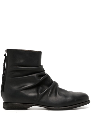 Yohji Yamamoto pleat-detail leather boots - Black