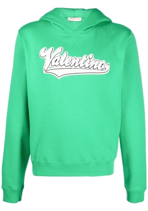 Valentino Garavani embroidered logo-patch hoodie - Green