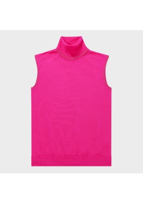 PS Paul Smith Women's Fuchsia Merino Wool Roll-Neck Vest Pink
