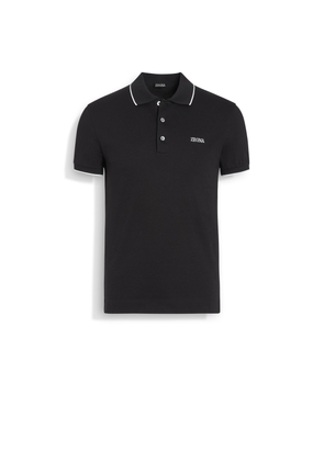 Black Stretch Cotton Polo Shirt
