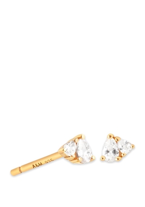 Astrid & Miyu Yellow Gold-Plated Pear Cluster Stud Earrings