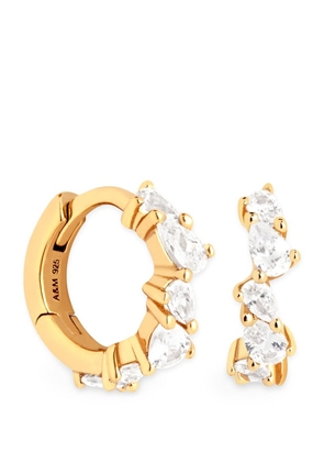 Astrid & Miyu Gold-Plated Crystal Pear Huggie Earrings