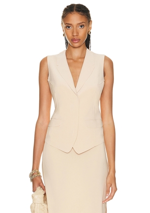Norma Kamali Vest With Lapel in Con Leche - Beige. Size XL (also in ).