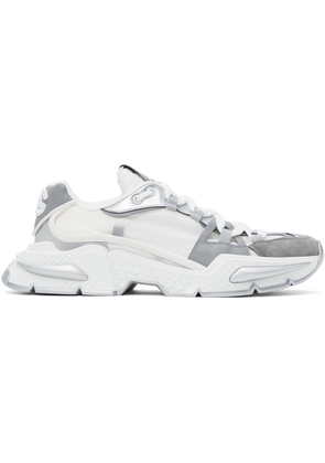 Dolce & Gabbana White & Silver Mixed-Material Airmaster Sneakers