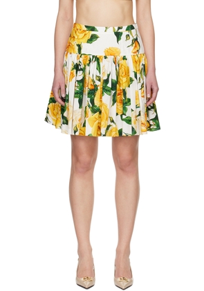 Dolce & Gabbana White & Yellow Floral Miniskirt
