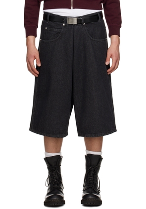 LU'U DAN SSENSE Exclusive Black Pleated Denim Shorts