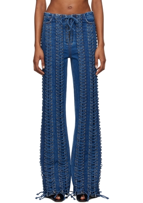 Jean Paul Gaultier Blue 'The Lace-Up' Jeans