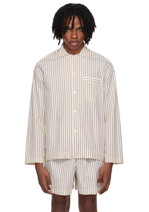 Tekla Brown & Off-White Long Sleeve Pyjama Shirt