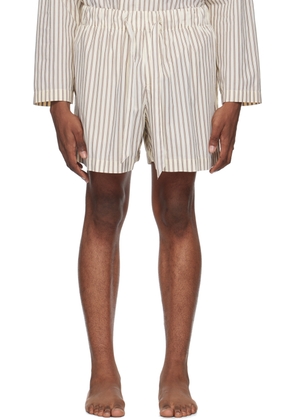 Tekla Brown & Off-White Drawstring Pyjama Shorts