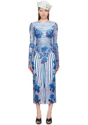 Jean Paul Gaultier White & Blue Flower Body Morphing Maxi Dress