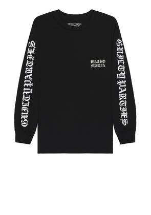 WACKO MARIA Crew Neck Long Sleeve T-Shirt in Black - Black. Size M (also in S).