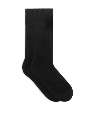 Ribbed Merino Boot Socks - Black