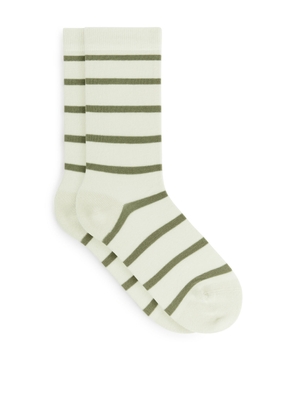Striped Cotton Socks - Green