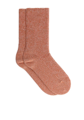 Cotton Rib Socks - Orange