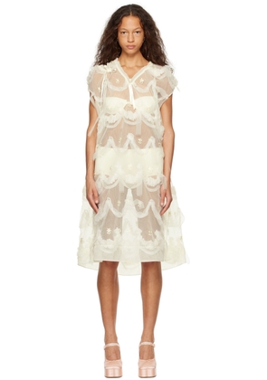 Simone Rocha Off-White Shoulder Bite Midi Dress