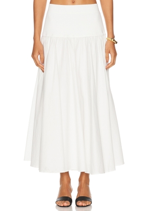 SIMKHAI Stella Maxi Skirt With Knit Yoke in White - White. Size L (also in M).
