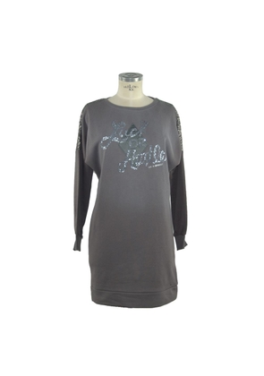 Imperfect Chic Long Sleeve Sweatshirt Dress in Gray - S