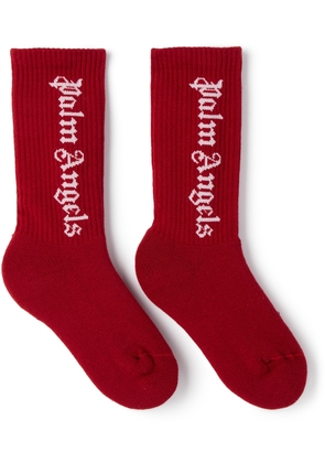 Palm Angels Kids Red Mid-High Logo Socks