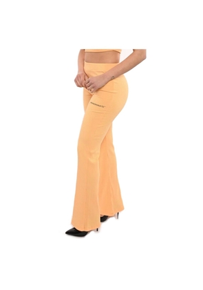 Hinnominate Flared High-Waist Ribbed Trousers in Orange - S