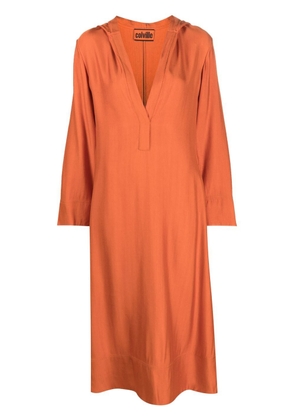 colville V-neck hooded dress - Orange
