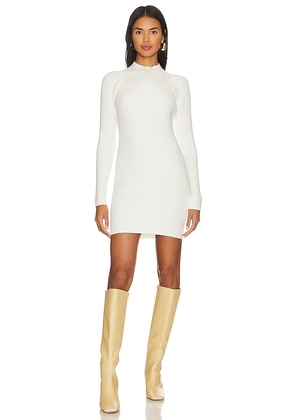 Bardot Rib Knit Mini Dress in White. Size L, XL.