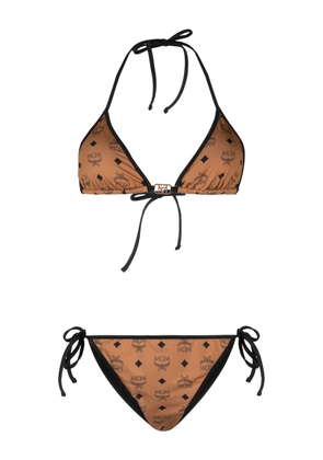 MCM Monogram-print strappy bikini - Blue