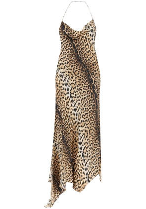 Roberto Cavalli Leopard Print Dress With Asymmetrical Hem