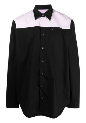 Raf Simons slogan-print panelled cotton shirt - Black