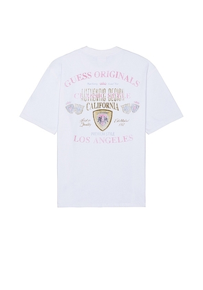Guess Originals Letterman Tee in White. Size S, XL/1X.